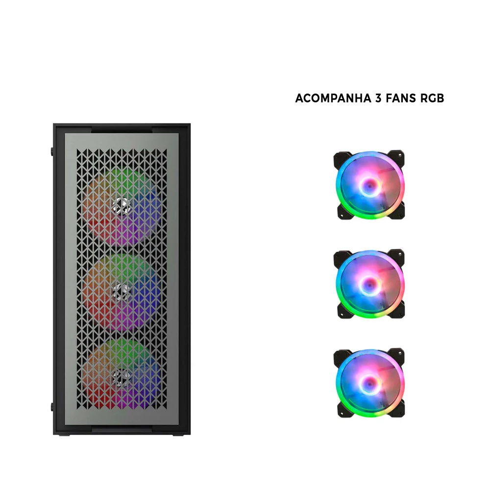 "Computador Gamer Intel i9 11ª 64gb Ram, SSD 2TB, RTX 5060 8GB, Monitor 23"" Curvo Branco, Gabinete X-frame Cinza" - view 4