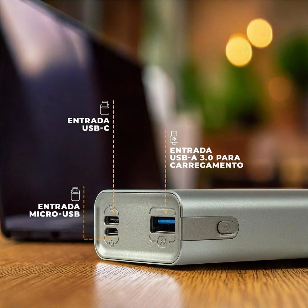 Carregador Portátil Para Notebook 45w - Discovery - Titanium Cinza - Gshield - view 3