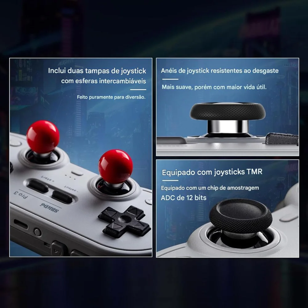 Controle 8bitdo Pro 3 Switch PC Android Abxy Magnético