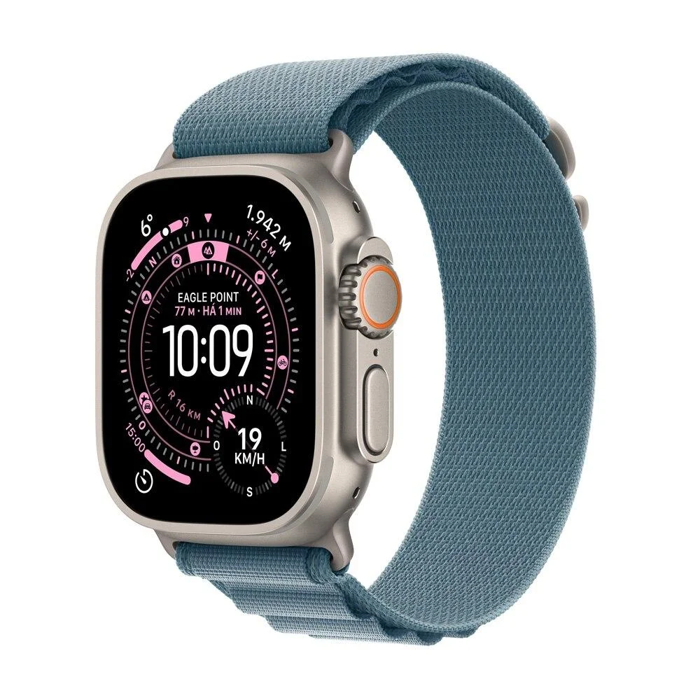 Apple Watch Ultra 3 Gps + Cellular - Caixa Natural De Titânio – 49 Mm - Pulseira Loop Alpina Azul-clara – P