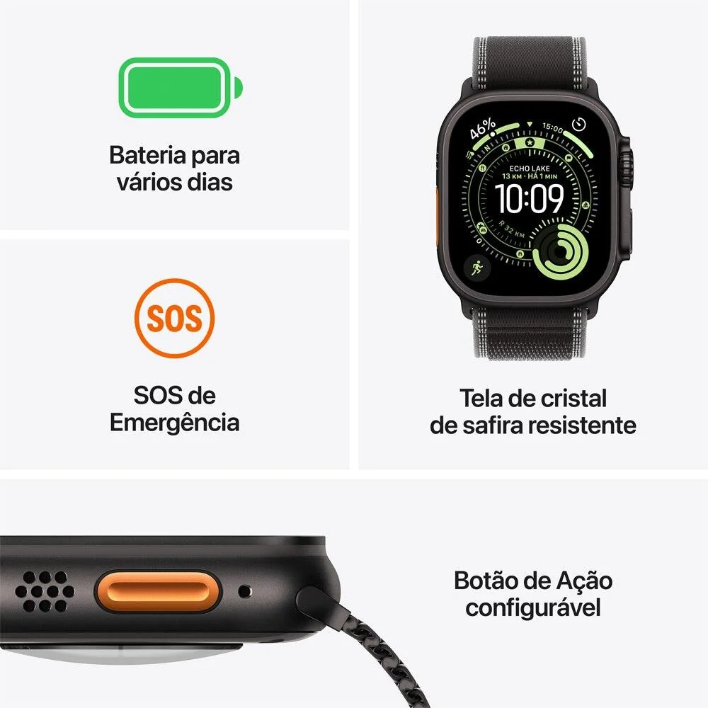 Apple Watch Ultra 3 Gps + Cellular - Caixa Natural De Titânio – 49 Mm - Pulseira Loop Alpina Azul-clara – P
