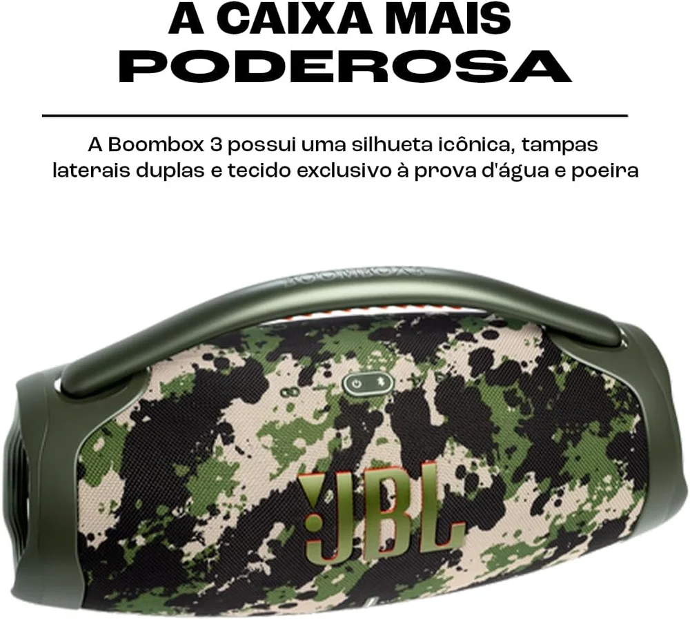Speaker Jbl Xtreme 3 Com 2 De 25 Watts Rms Bluetooth E Auxiliar Camuflagem militar