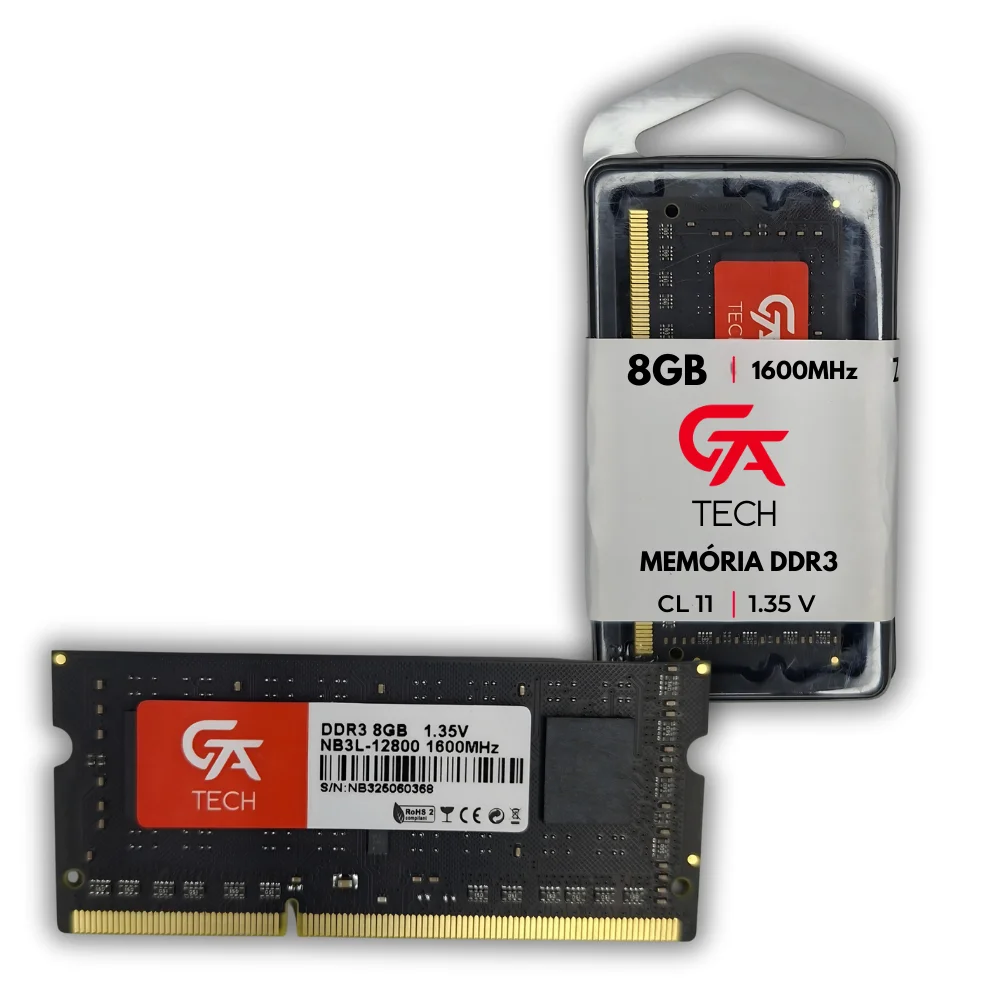 Memória Ram Notebook 8GB Gta Tech Ddr3l 1600mhz Cl11 1.35v Low Voltage Memória Ram Notebook 8GB Gta Tech Ddr3l 1600mhz Cl11 1.35v Low Voltage