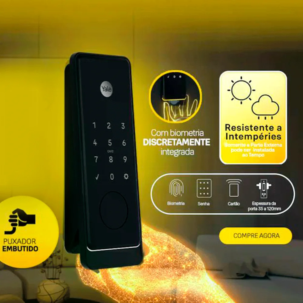 Kit Fechadura Digital Gemini Mini C/ Controle Via App Yale