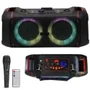 Caixa De Som Bluetooth 16w(max) /tws/fm, Botão Ajustável Do Subwoofer Com Luz RGB LED De Ritmo Para Festas, E Acampamentos, Preto