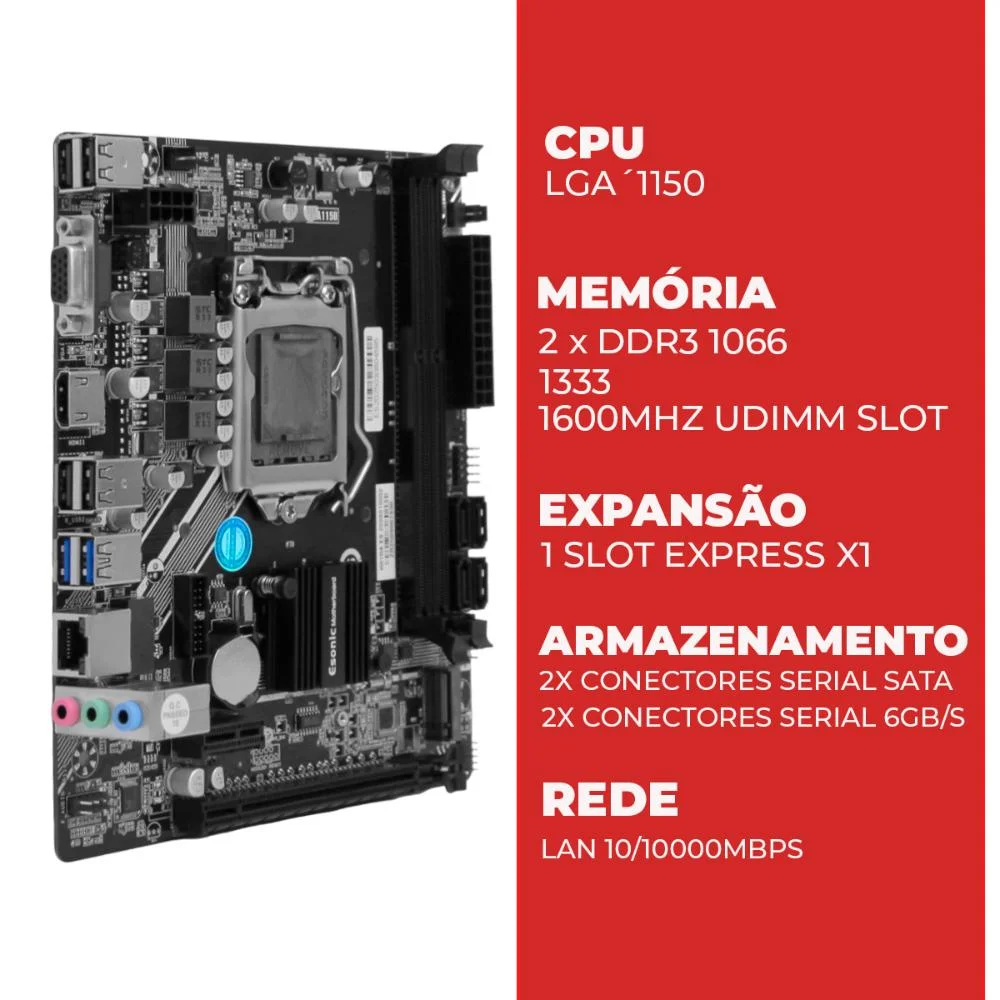 Placa-mãe Chipset Intel H81 LGA 1150 Ddr3 Sata Usb 3.2 Upgrade PC