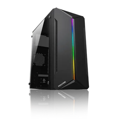 Gabinete Gamer Round5 Mants Black RGB (m-atx / Lateral Vidro / Fita LED / Sem Fan)