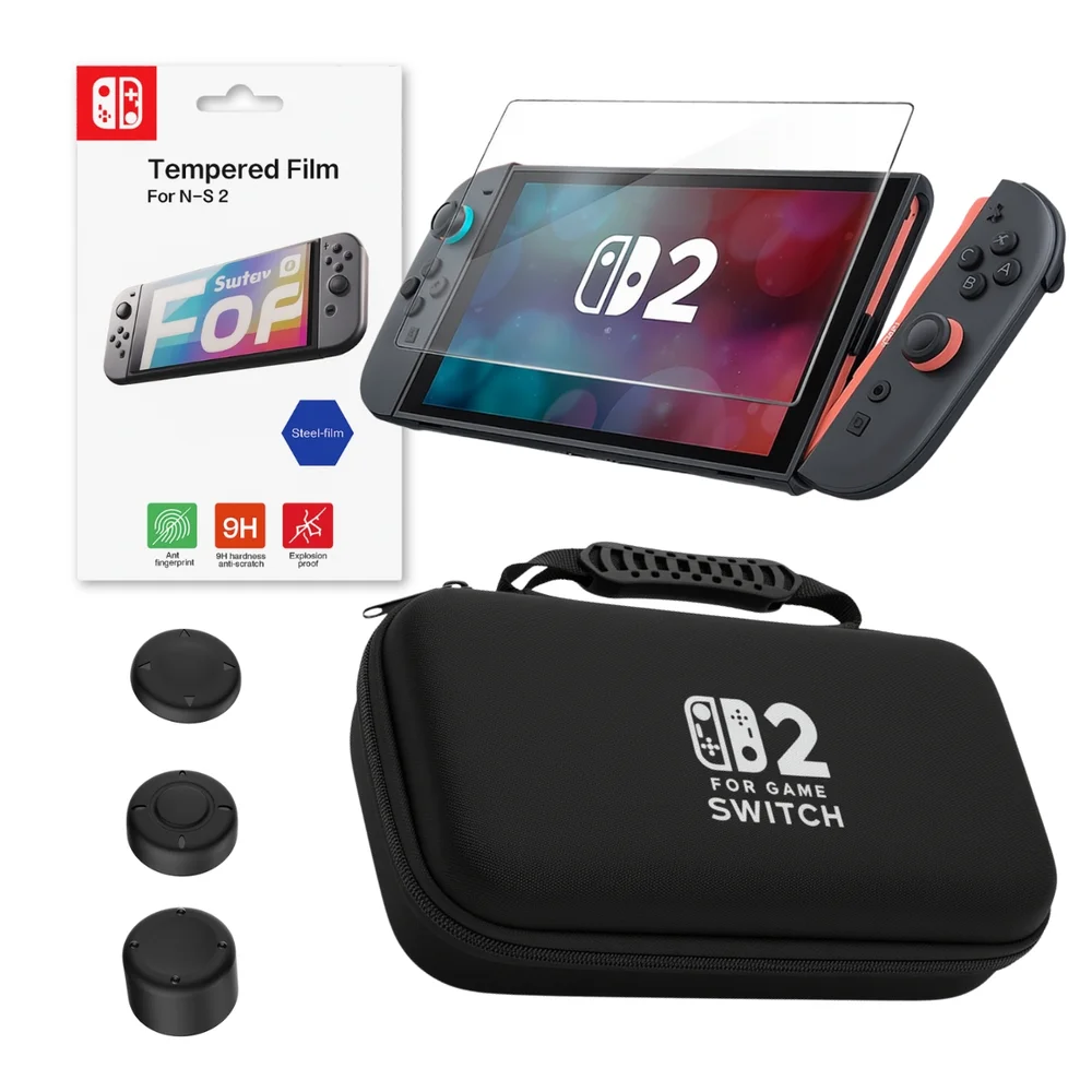Bag Estojo + Película Vidro + Grip Analógico Para Switch 2 Bag Estojo + Película Vidro + Grip Analógico Para Switch 2