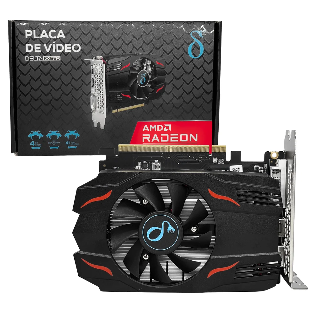 Placa De Vídeo Gamer Amd Radeon Rx 560, 4gb GDDR5 128bit, Clock 1300mhz Aitek - Delta-rx560 Placa De Vídeo Gamer Amd Radeon Rx 560, 4gb GDDR5 128bit, Clock 1300mhz Aitek - Delta-rx560