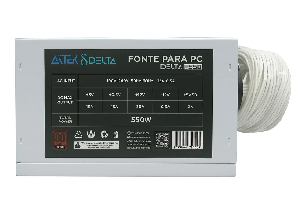 Fonte De Alimentação P/ Computador 550w - Delta-f550 (BRANCO) Fonte De Alimentação P/ Computador 550w - Delta-f550 (BRANCO)