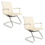 2x Cadeira Interlocutor Secretária Pés Fixos Esteirinha Branca Off-white - Par Off-white
