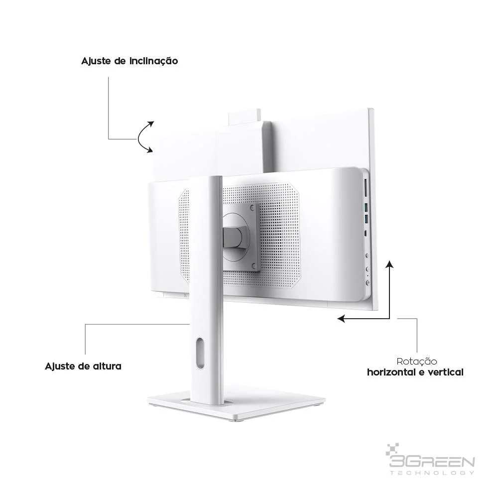 "Computador All In One 24"" Branco, Intel i3 9100, 16gb Ddr4, SSD 512gb, WINDOWS 11  , Webcam, Wi-fi, 3green Unique" em Campinas - foto 2
