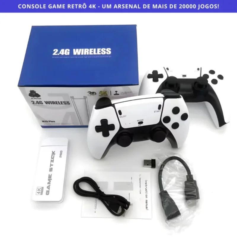 Adaptador Videogame Game Stick M15 HDMI Retro 2 Controles 127v Cor Branco