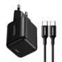 Carregador Ugreen Usb C 30w Gan Pd Pps Cabo 1 Metro Preto