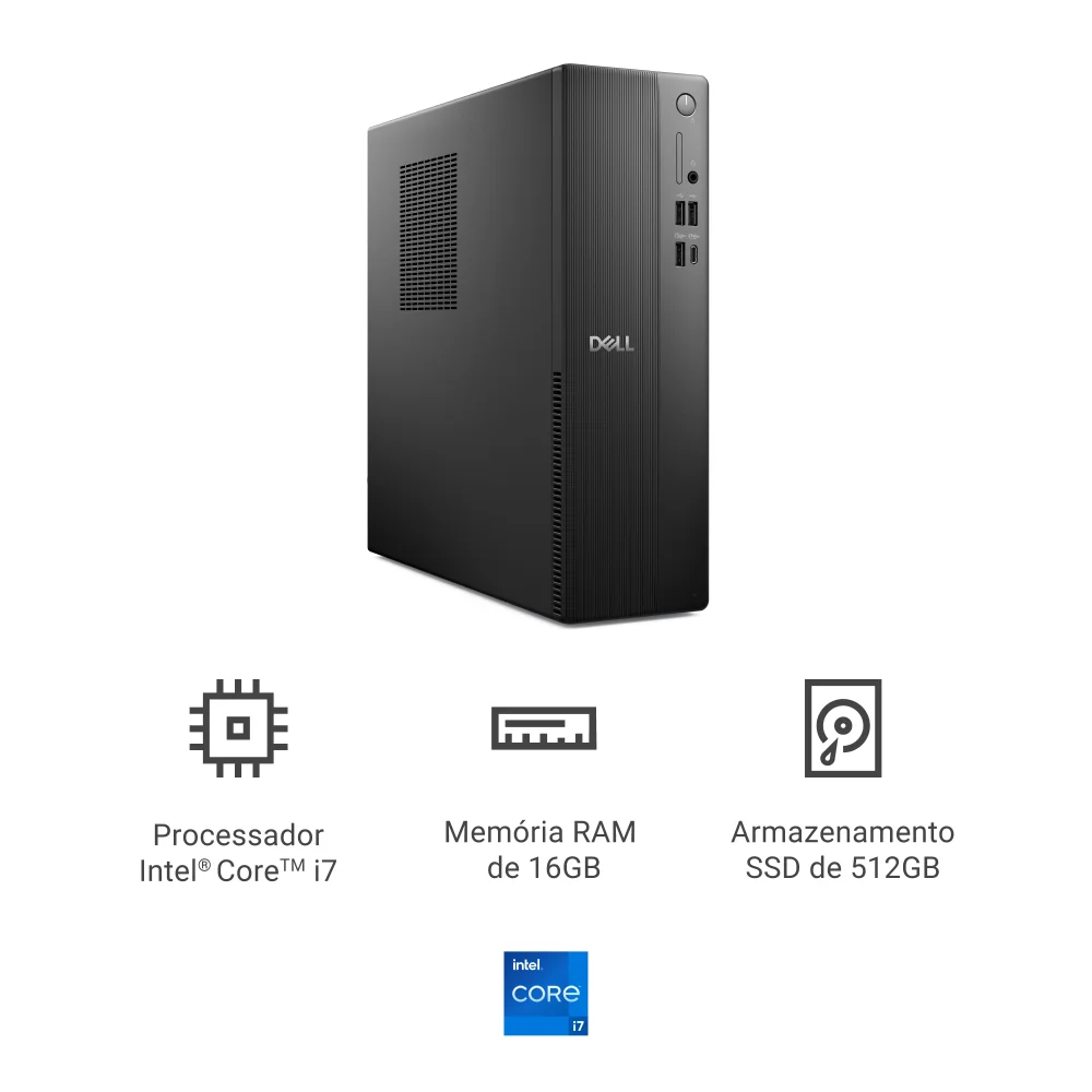 Desktop Dell Slim Ecs1250 Intel Core i7 16gb 512gb SSD Linux Ds-i714700-u40 em Campinas - foto 2