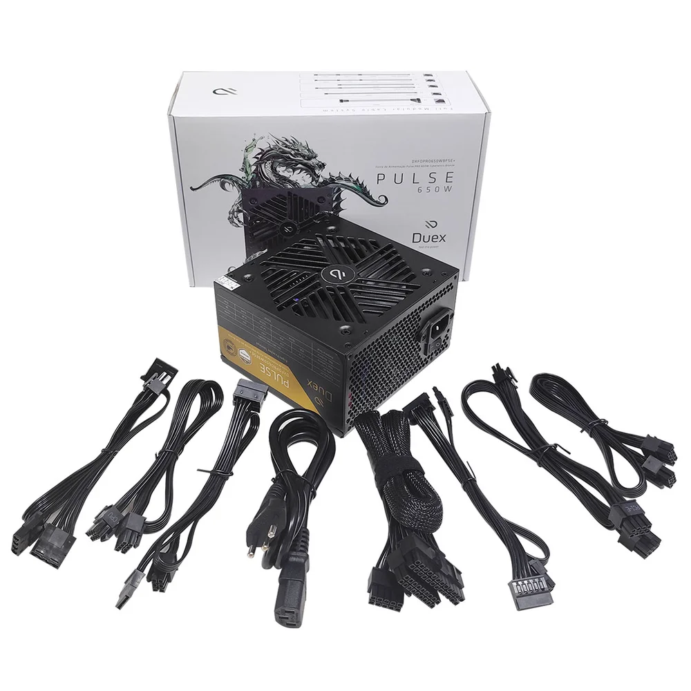 Fonte Atx 2.52 650w 80 Plus Bronze Pulse Pro Duex Dxfopro650wbfse+ Full Modular Preto