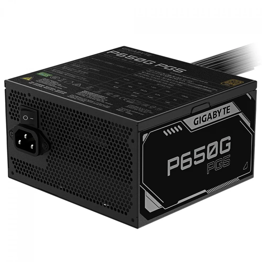 Fonte Gigabyte Gp-p650g Pg5, 650w, 80 Plus Gold, Pfc Ativo, PCie 5.1, Atx 3.1, Preta Fonte Gigabyte Gp-p650g Pg5, 650w, 80 Plus Gold, Pfc Ativo, PCie 5.1, Atx 3.1, Preta