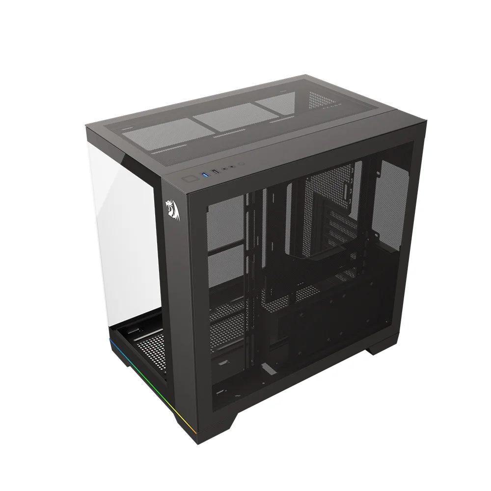 Gabinete Gamer Redragon Scalpel RGB Lateral Vidro Temp Preto, Gc-520
