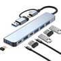 Hub Usb 7 Em 2 Com Usb 3.0 E Tipo C - Expansão Versátil Com 5gbps - Compatível C/macbook, PC, Laptops, Pen Drive, Mouse