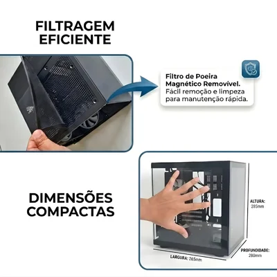 Gabinete Gamer GB1787 Aquário 3 Fans MicroATX