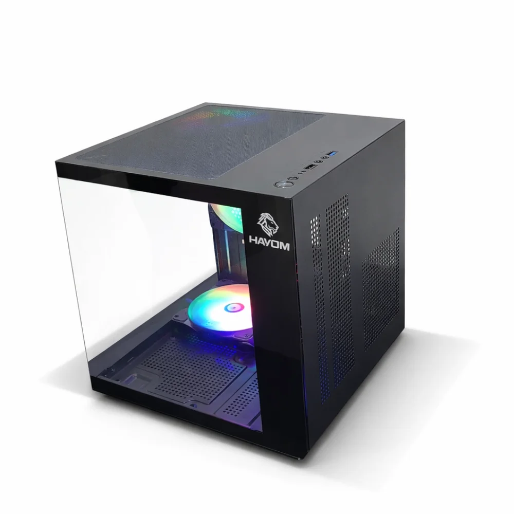 Gabinete Gamer Mini Cubo Preto GB1787 Micro-ATX ITX 3 Fans Inclusas USB 3.0 Lateral e Frontal Vidro Temperado Gabinete Gamer Mini Cubo Preto GB1787 Micro-ATX ITX 3 Fans Inclusas USB 3.0 Lateral e Frontal Vidro Temperado